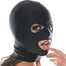 Sexy Capucha Esclavos Capucha Dominatrix Capucha Negro Restricciones Spandex Boca Abierta Oral