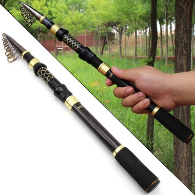 Spinning Fishing Rod Pole Lure Fast 30T High Carbon Fiber EVA Handle Telescopic