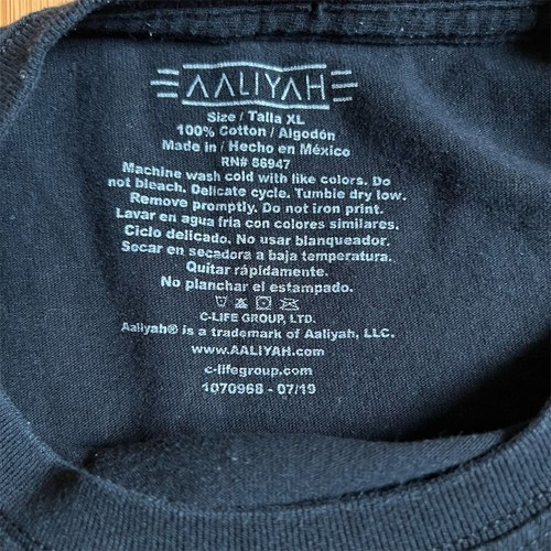Aaliyah One In A Million Black Long Sleeve Graphic T-Shirt Unisex XL 90s Music T - Picture 2 of 3