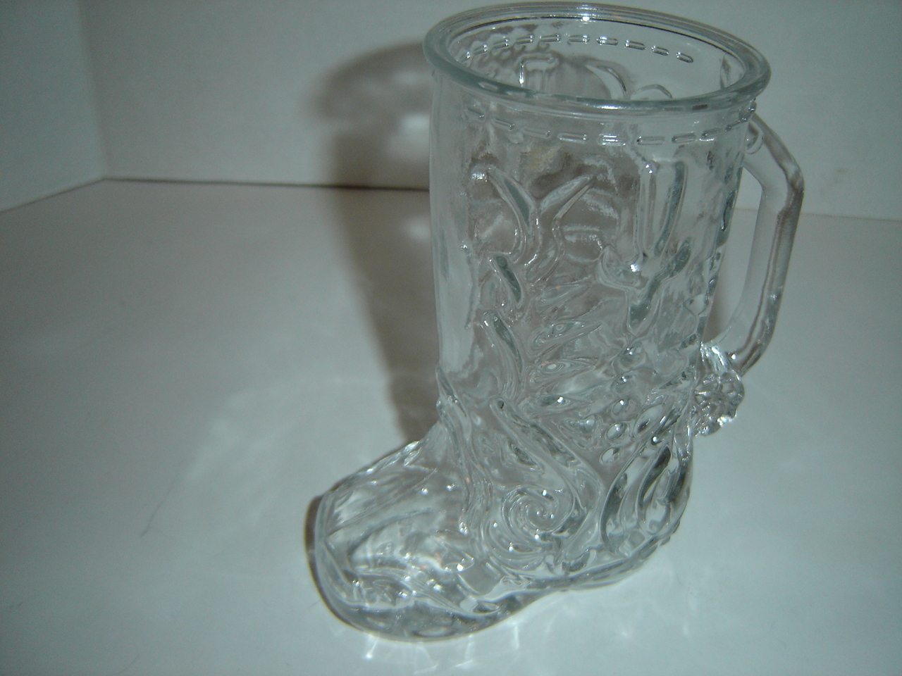 VINTAGE 6.5" LIBBEY OF CANADA CLEAR GLASS COWBOY BOOT MUG WITH SPUR