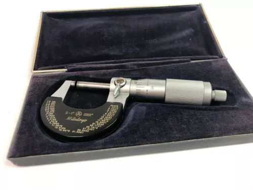 MITUTOYO 102-124 1" OUTSIDE MICROMETER M325-1" 0.0001" GRADUATION + VELVET BOX