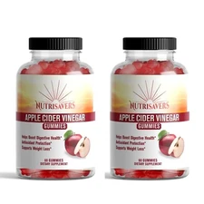 Apple Cider Vinegar Gummies Diet Supplement for Digestion - 60 Count, Pack of 2