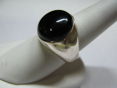 Herrenring in Silber 925 HANDMADE ONYX rund Cabochon