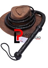 Látigo de toro de piel de vaca genuino 8 pies de largo completo hecho a mano marrón oscuro 12 trenzas látigo de toro