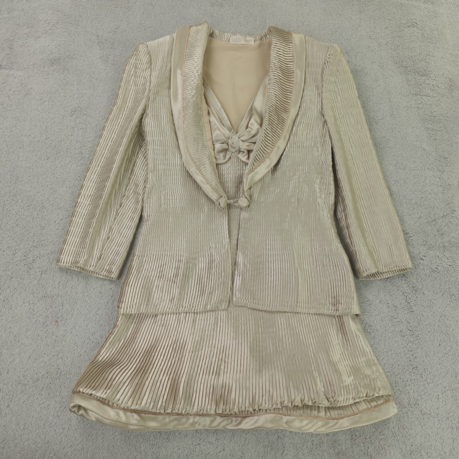 Vintage Giulia Carla Cecchi Dress Set Womens XS* Champagne Pleated Italy
