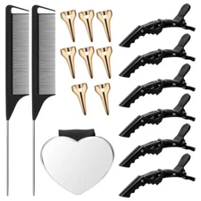 17 Pieces Hair Parting Tools Set Heart, Included 8P Hair Parting Ring 2P Black
