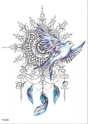 ROSIE'S TATTOO BOUTIQUE DOVE & DREAMCATCHER Temporary Tattoo Large Adult Body Art Womens Tattoos UK 🩵🕊
