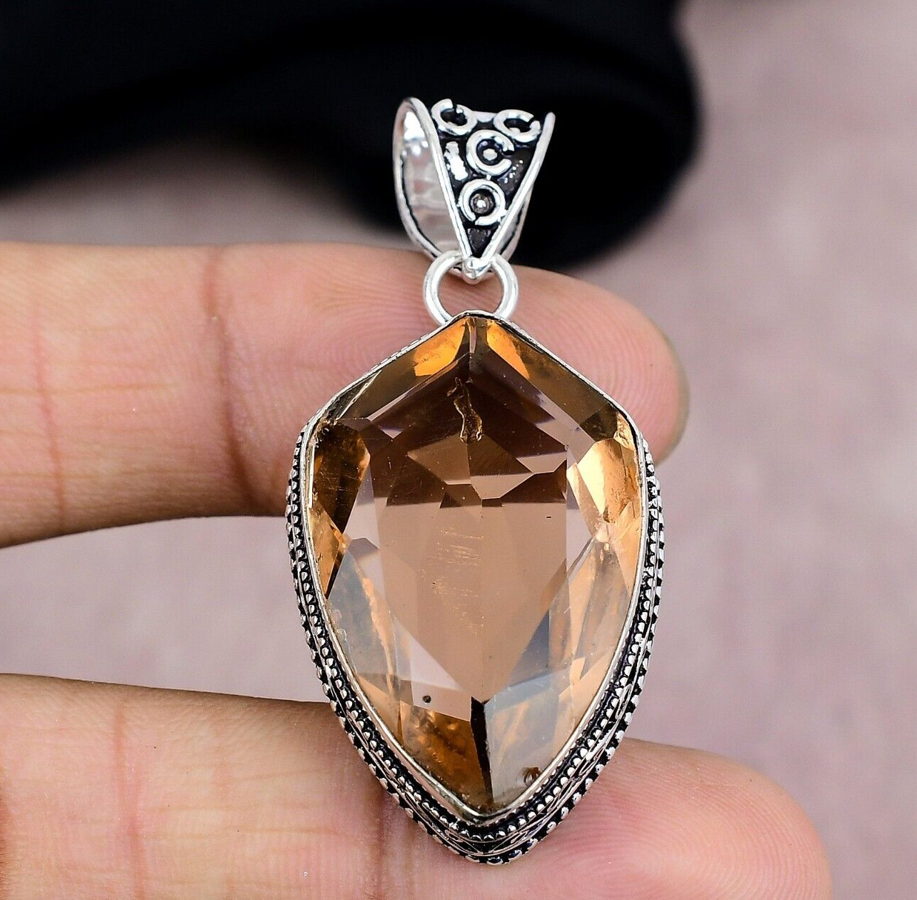 Citrine Gemstone Pendant in 925 Sterling Silver Handmade Jewelry