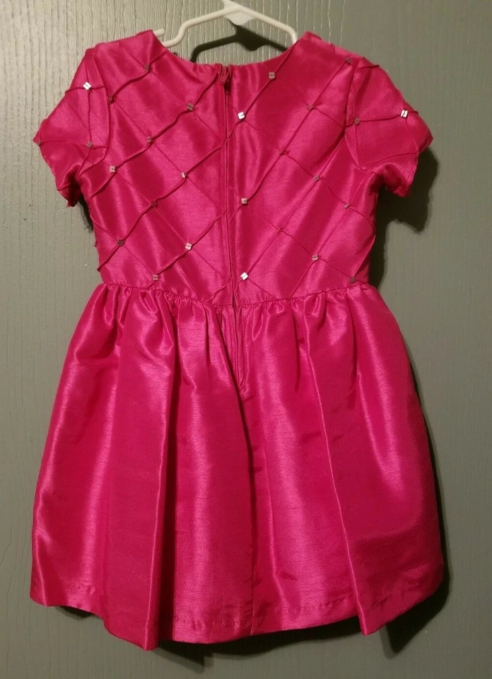 HEARTSTRINGS - Hot Pink Satin Sequined Dress Size 4   NWOT    *KT16 - Image 3 of 4