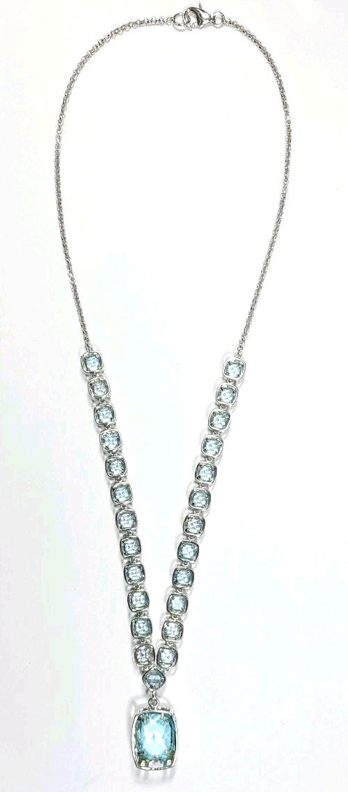 Sterling Silver Rectangular and Square Blue Glass… - image 5