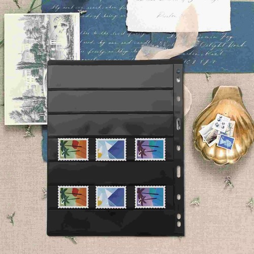 10X Double Sided Stamp Album Stock Pages Sheets with 9 Binder Holes 7 Strips UK - Picture 5 of 12