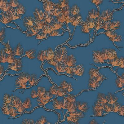 Marine Kupfer Kiefer Baum Tapete Strukturiert Geprägt Metallic Kleister The Wall Vinyl
