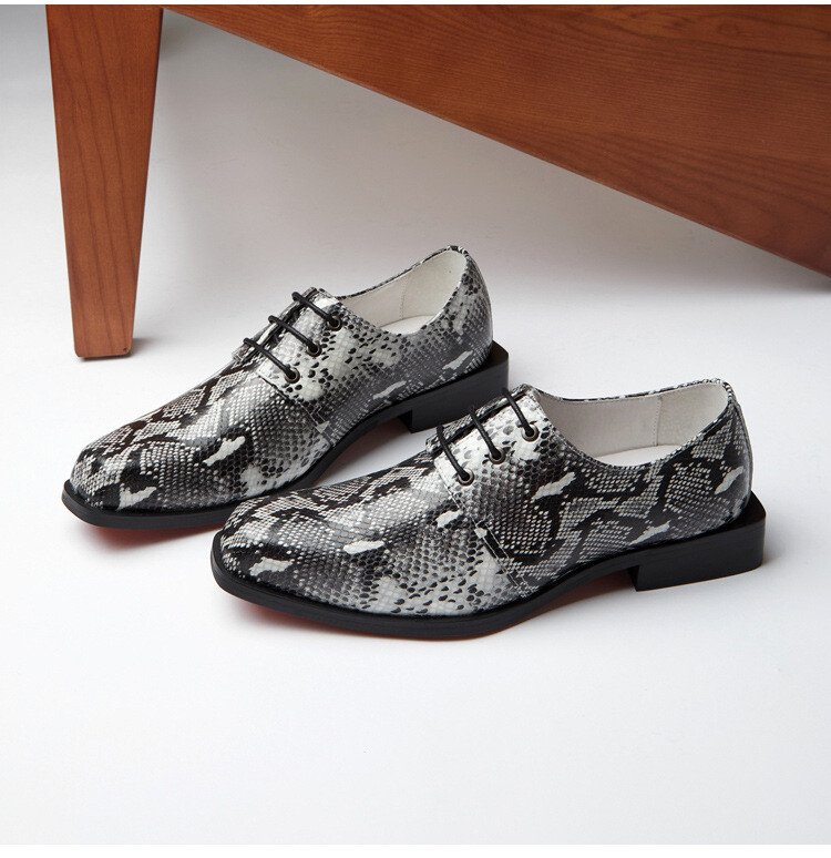 SAOLA Scarpe stringate uomo punta quadrata modello pelle di serpente festa taglia Oxford