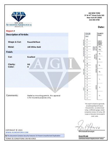 JUEGO NUPCIAL CLÁSICO DE TRES PIEDRAS ORO 14K CORTE REDONDO H/SI2 DIAMANTES NATURALES 2.35CTW - Imagen 5 de 7