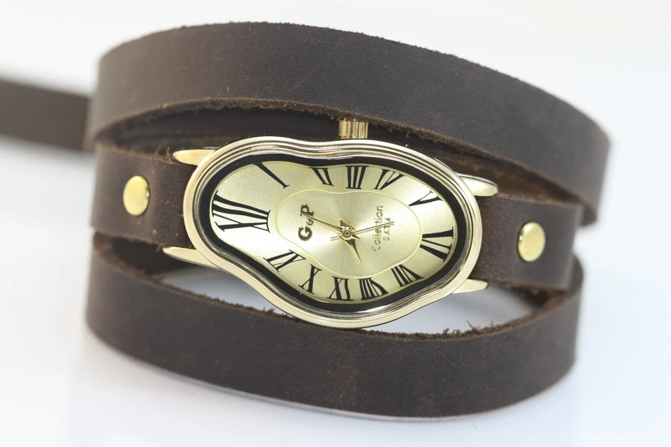 Salvador Dali Melting Time Watch Fluid Wavy Softwatch Ladies Leather wrap watch - Image 3 of 4