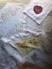 Vintage Doiley Scraps For Slow Stitching Collage Textile Art Sewing Craft