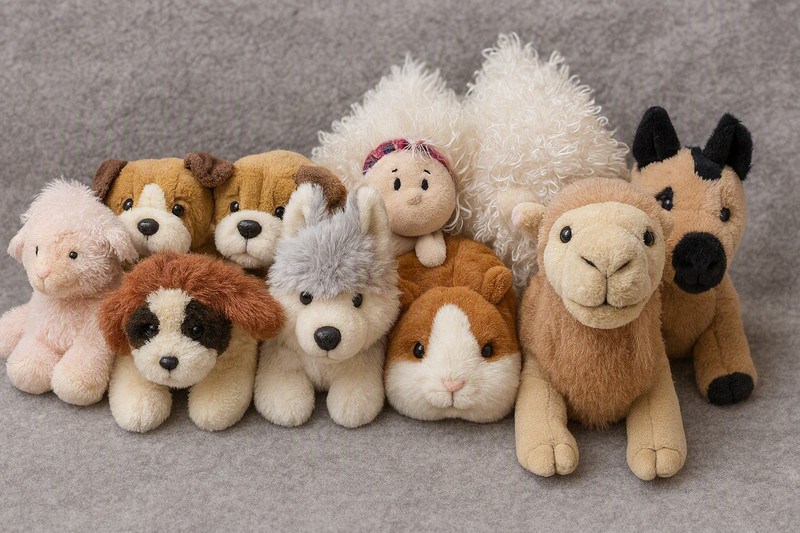 Lot of 10 Webkinz piglet, bulldog, St Bernard. wolf, hamster, lamb, camel