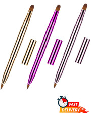 3Pc Retractable Lip Brush Set Dual End Makeup Applicator Travel Brushes