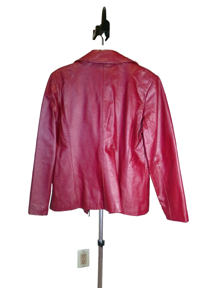 Chaqueta de Colección Worthington Mujer Rojo Cuero Genuino Cremallera Completa Forrada Bolsillos Talla M Foto 4 de 4