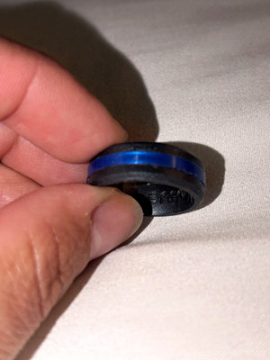 Blue & Black Silicone Band Ring Size 9 No Stone Smooth Comfort Fit