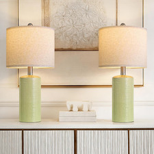 Set of 2 Modern Boho 20.5" Ceramic Table Lamps for Living Room  Bedroom