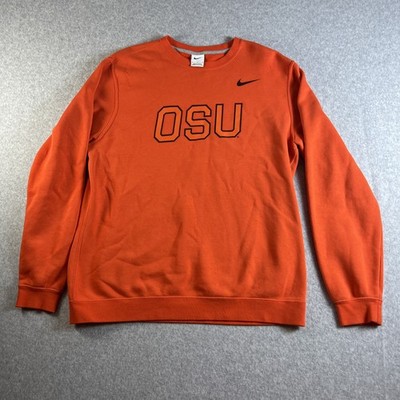 Nike Oregon State Beaver OSU Center Logo Crewneck Sweater Men s Large Orange