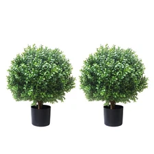 2'T 18''W Large Ball Artificial Topiary Trees Potted Outdoor Faux Plants for ...