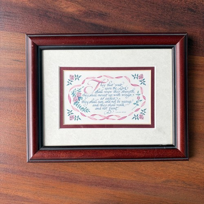 #ad Peaceful Family Products Isaiah 40 31 Bible Verse Framed Art Print Roses Ribbon $24.00