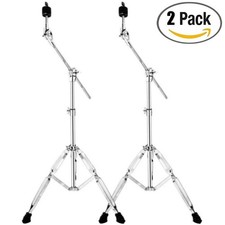 2X Straight Boom Cymbal Stand Double Braced Heavy Duty Alloy Tripod Stand Holder
