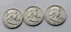 Benjamin Franklin Lot Of 3 90% Silver Half Dollars 1952-D, 1953-D, 1954-D