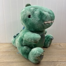 FAO Schwarz Glow Brights Toy Plush LED Sound Green Dinosaur 15" Stuffed Animal