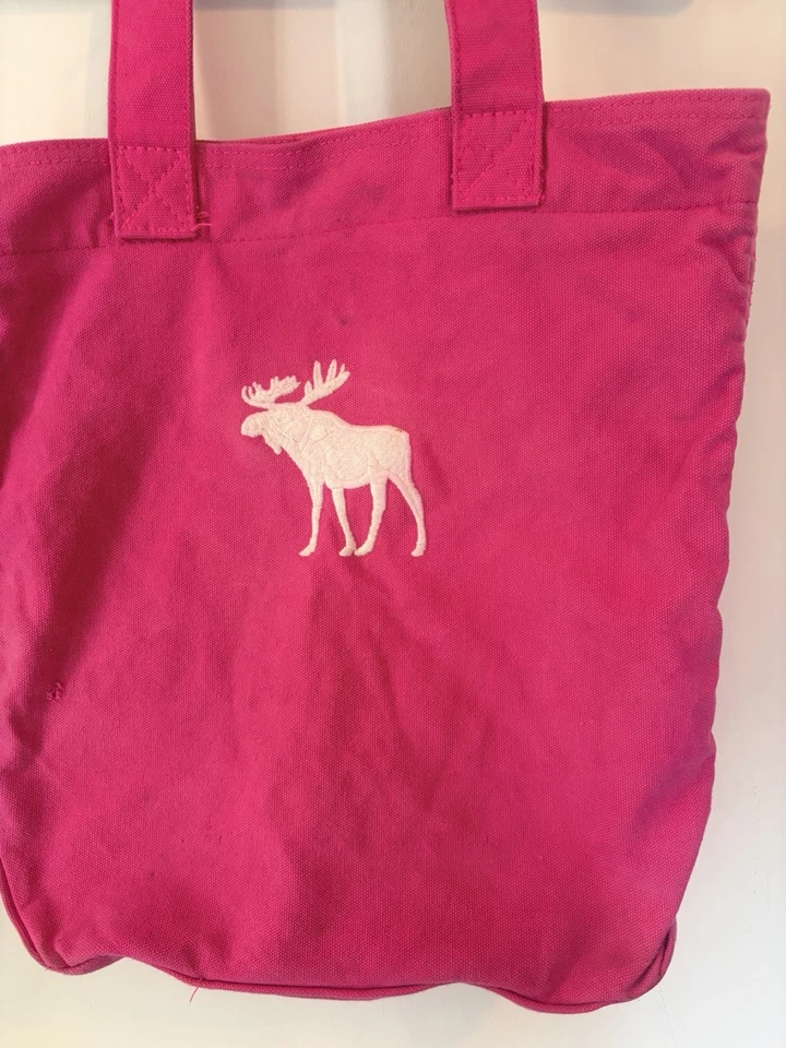 Vintage Y2K Abercrombie & Fitch Pink Tote Bag Embroidered Logo Zip Closure Large - Image 2 of 4