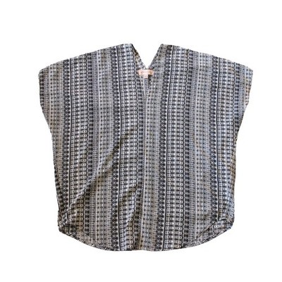 Philosophy Womens V-neck, Cap Sleeve Light Weight Blouse-Black/White-M-GUC