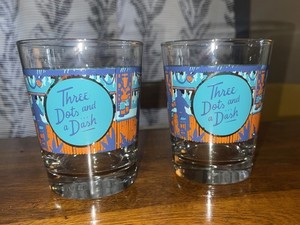 Three Dots and a Dash Tiki Chicago Bar Scene Highball Cocktail Glass Set Of 2