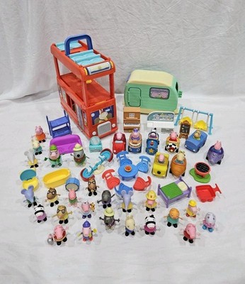 Peppa Pig Figure & Playset Lot Party Bus RV Vehicles Furniture Huge Bundle