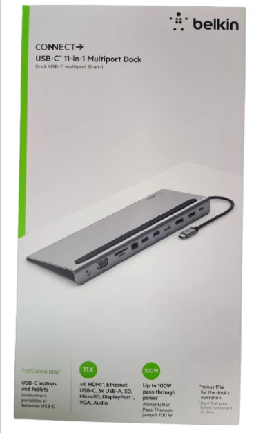 Base multipuerto Belkin Connect USB-C 11 en 1 con HDMI 4K, entrega de energía 100 W, USB-C Foto 3 de 3