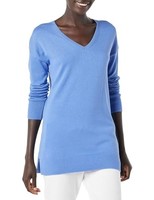 Damen Tunika-Pullover V-Ausschnitt Langarm Blau Xxl Amazon Essentials