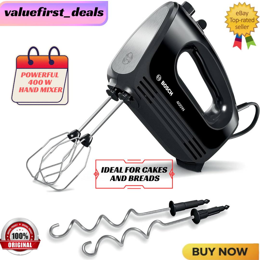 Bosch Clevermixx MFQ2420BGB Hand Mixer, 400 W - Black & Stainless Steel