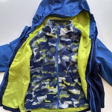 Eddie Bauer 3-in-1 full zip hooded lightweight jacket blue  green boys M 10-12