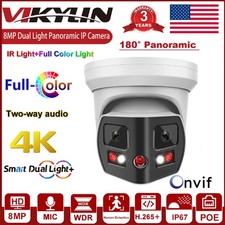 Vikylin 4K 8MP POE IP Camera Dual Lens 180  View 2-Way Audio Color Night Vision