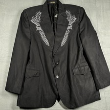 Vintage Circle S Brand Western Black Faux Blazer With Silver Accents Sz 42R