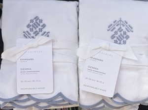 Pottery Barn Gemma Embroidered Standard Size Pillow Shams Set/2 - Modern Pattern