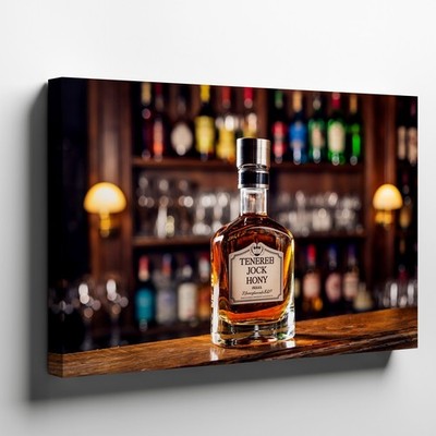Wall Art Glass Bottle Of Jack Daniel's Tennessee Honey Whiskey, With Its Amber