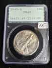 1943-S Walking Liberty Half Dollar- MS65