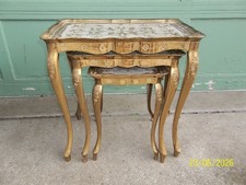 Vintage 1950s - 60"s Italian Florentine Gilded Plastic Nesting Tables - Set of 3