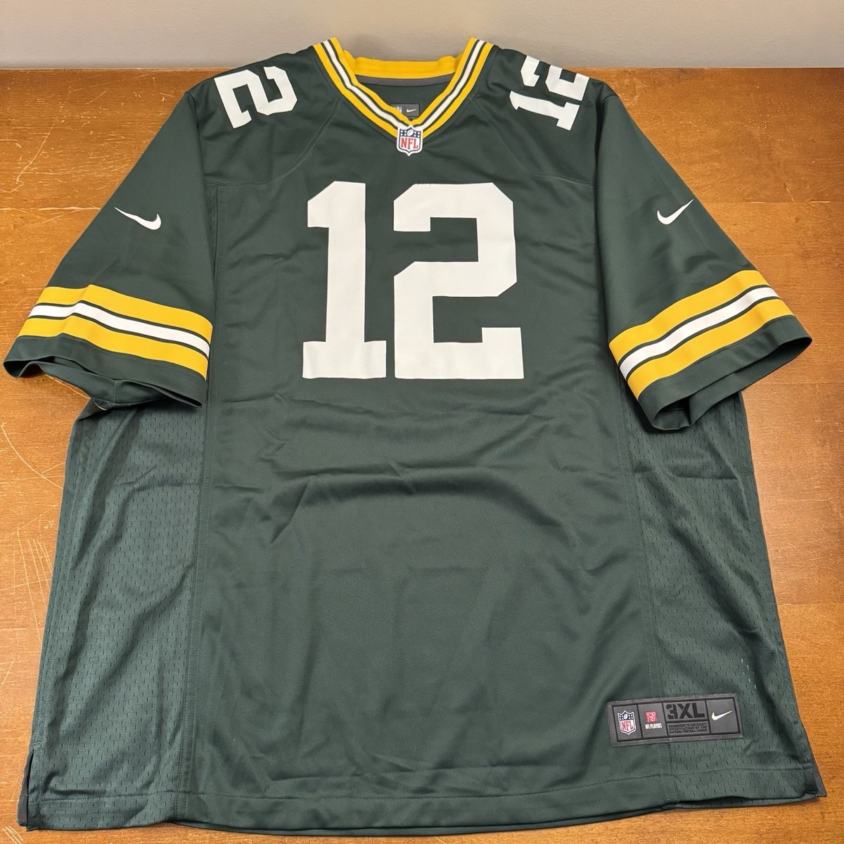 Green Bay Packers Jersey Mens 3XL Green #12 Custom Nike
