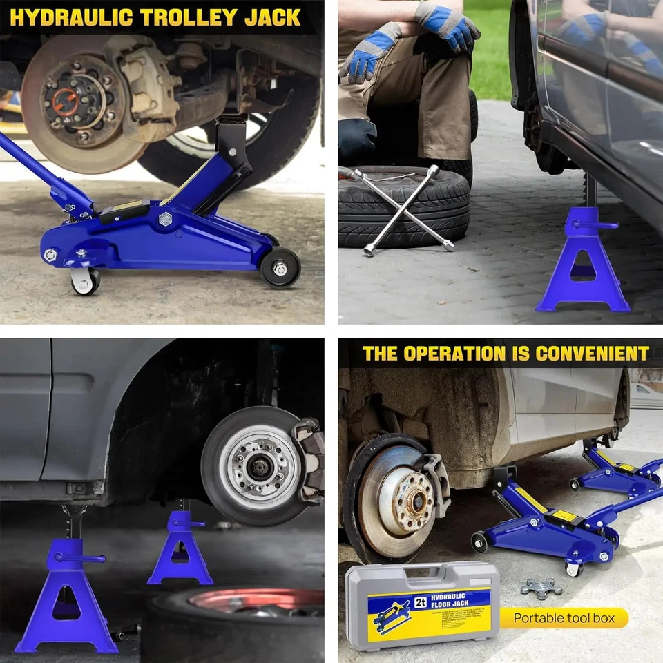  Floor Jack & Stand Combo-2 Ton Low Profile Hydraulic&3 Ton Axle Stand Set - Image 3 of 4