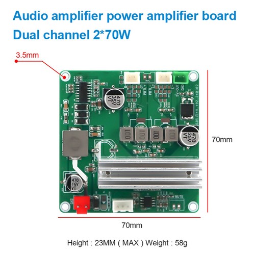 12-V-HiFi-Digitalverstärkerplatine Stereo TPA3116 70 W X 2 Zweikanal-Vorver7030 - Bild 9 von 9