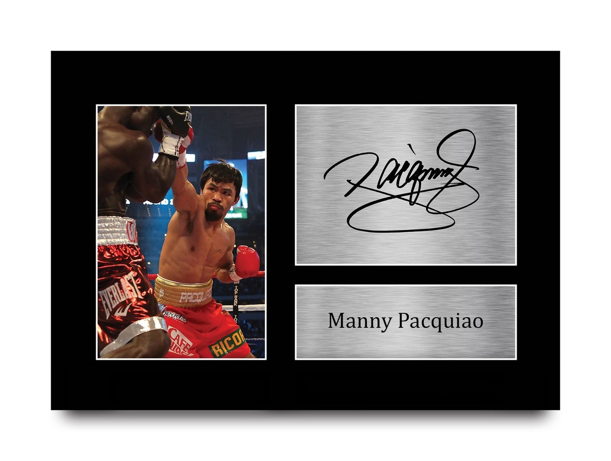 お宝Manny Pacquiao 直筆サイン入り ポスター35.5cm 28cm Manny Pacquiao Signed Boxing Pre Printed Autograph Photo