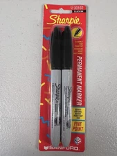 Vtg 1994 New Sanford Sharpie Permanent Markers Lot Of 2 Fine Point Black 30162